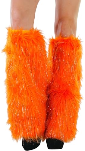 Image of ToBeInStyle Women's Faux Vibrant Fur Retro Daring 60' Inspired Ravewear Knee High Leg Warmers