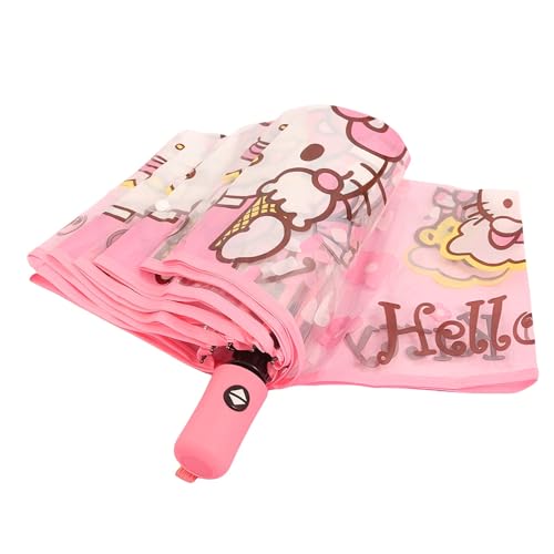 NBHUZEHUA Cute Clear Automatic Umbrella for Women Kids Girls Compact Travel Umbrellas for Rain Small Portable Foldable Backpack Umbrella Auto Open Close