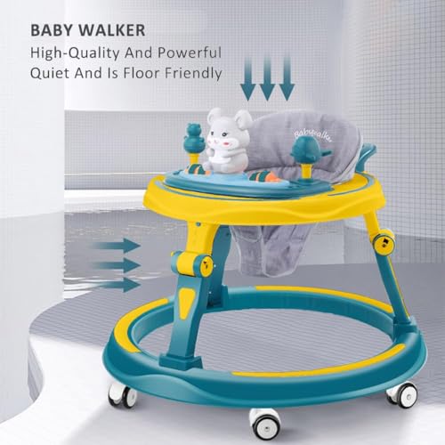 Image of StarAndDaisy 360 Baby Walker 6-24 Months / 7 Level Height Adjustment Walker for Kids Boy and Girl with Switchable Food & Musical Toy Tray /Premium Baby Activity Walker - Green Yellow