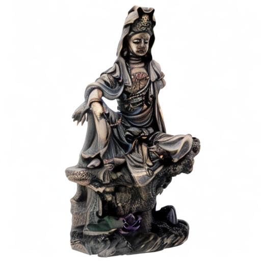 Estatua decorativa Budista Moon Kuan de 7 pulgadas miniatura 2