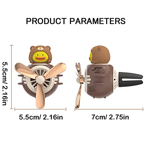 Image of 2 Pieces Car Air Fresheners, Cute Bear Pilot Car Diffuser, Propeller Air Outlet Vent Fresheners, Automotive Interiors Vent Decoration (Black+Brown)
