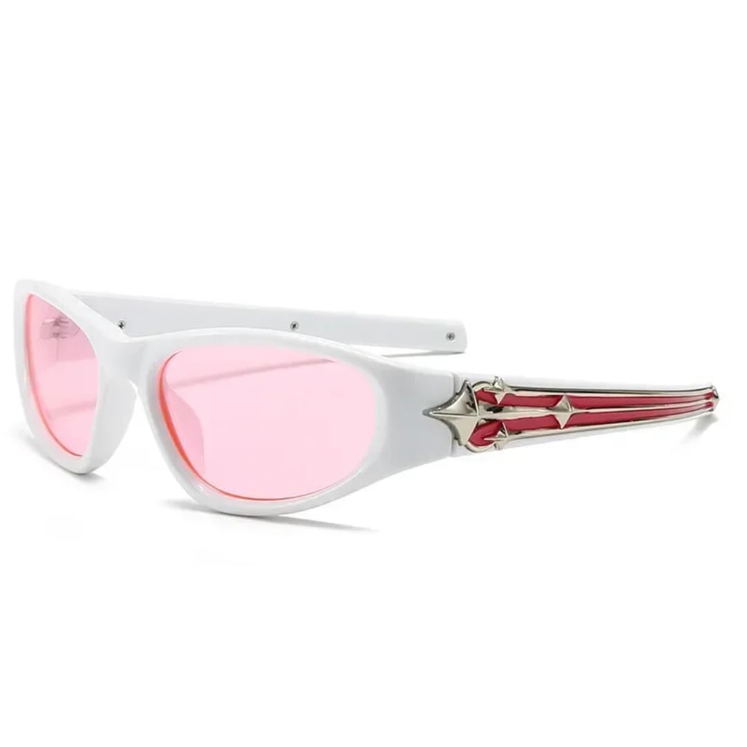 Occhiali da sole cat-eye alla moda per uomo e donna, lusso, stile punk con rivetti, protezione UV400.