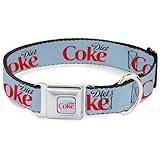 The Coca-Cola Company Pet Collar, Dog Collar Metal Seatbelt Buckle, Diet Coke Logo Light Gray Black Red, 11 to 16.5 Inches 1.0 Inch Wide