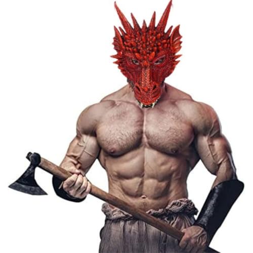 Image of Wanna Party Dragon Mask Head Party Cosplay Mask Masquerade Mask for Carnival Shows Festivals and Halloween Parties- Red