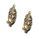 [iplusmile] 2個 真鍮製鯉吊り飾りキーチェーンペンダント 小型軽量 持ち運び簡単 バッグやスーツケース用室内装飾 贈り物に