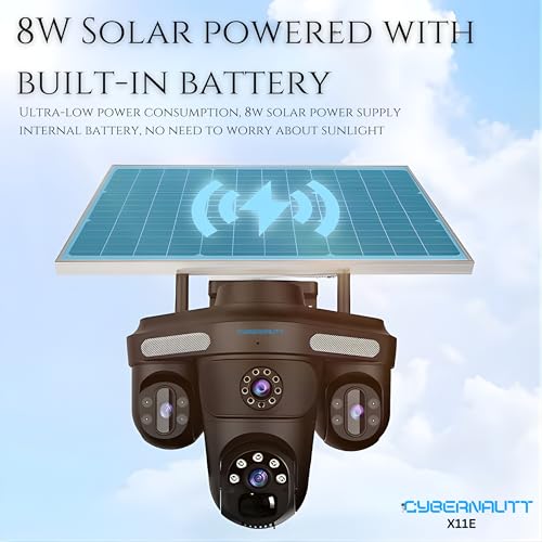 Image of XUGA-Cybernautt Series X11E 18MP Triple Lens PTZ Solar 4G Sim Outdoor CCTV Camera | Color Night Vision | Motion Detection | Water Proof | 10000Mah | Use Air-tel 4G Sim
