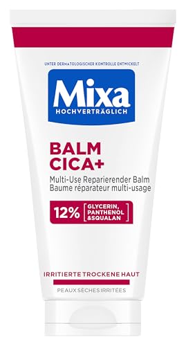 Mixa Balm Cica+ Multi-Use Reparierender Balm – Mit 12% Glycerin, Panthenol & Squalan für Gesicht, Körper & Lippen – Beruhigende Pflege für trockene, irritierte Haut von Babys, Kindern & Erwachsenen