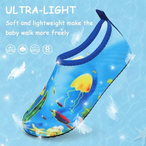 Image of ANLUKE Kids Boys Girls Water Shoes Barefoot Aqua Socks Fast Dry Beach Swim Outdoor Sports Shoes for Toddler (Seafish 32 /33)