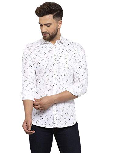 Men's Cottonblend Printed Shirt White