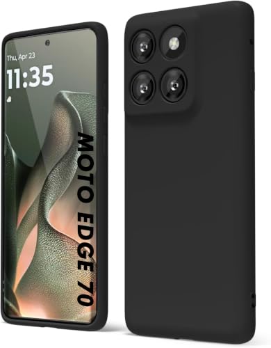 Image of DIZORO Microfiber Candy Case for Motorola Moto Edge 70 5G Smooth Touch Cushion Liquid Soft Silicone Gel Phone Cases Non-Slip Full Body Protective Back Cover - Black