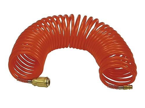 ABAC Manguera espiral para aire comprimido, diámetro exterior 8 mm y diámetro interior 6 mm. Completo con accesorios universales de acoplamiento rápido en los extremos. Longitud 5 metros