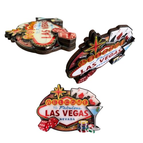 Imán decorativo 3D Las Vegas con fichas y dados miniatura 2