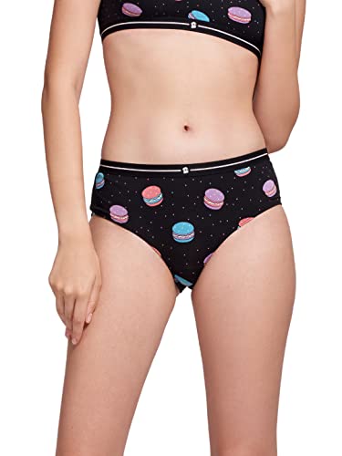 Image of The Souled Store Women Macaroons Pattern Black Printed Hipster Underwear