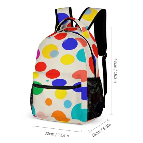 3Pcs Backpack Sets Colored Dots Print Travel Daypack 3 in 1 Lightweight Backpack Set with Lunch Bag And Cosmetic Bag2