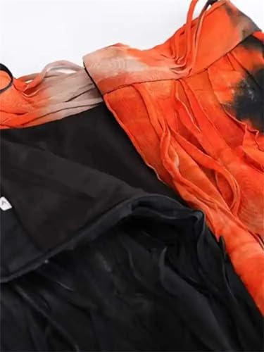 Women's Midi Skirt Vintage Zipper Gradient Tie Dye Pleats A-Line Tassel Party Wedding Long Skirts4