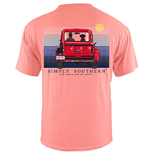Red Pick Up Truck Short Sleeve Simply Color T Shirt #TOP2