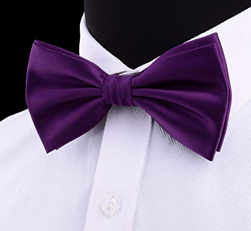 Image of GUSLESON Men's 3-pc Solid Color Bow Tie Gift Set - Double‑Fold Pre-Tied Bow Tie, Pocket Square, Cufflinks - Wedding Formal Party