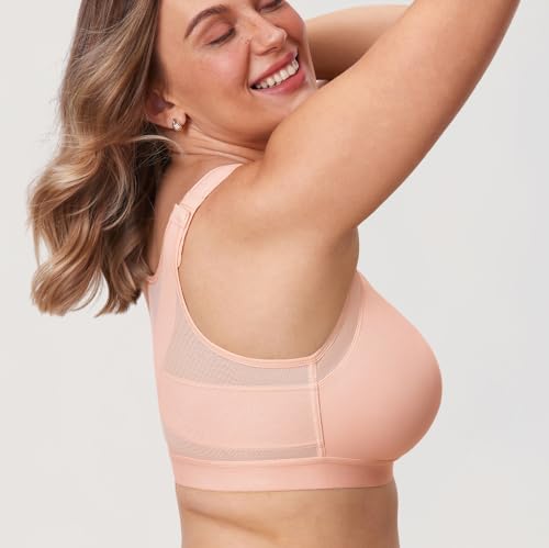 Image of DELIMIRA Women's Full Coverage Front Closure Wire Free Back Support Posture Bra