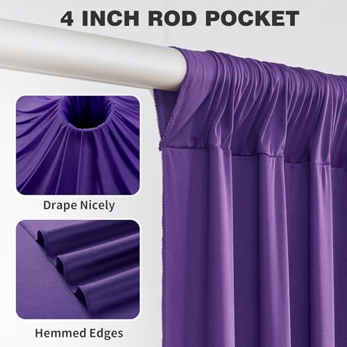 Image of 20ftx15ft Purple Backdrop Curtains for Parties, Wrinkle Free Polyester Purple Photo Backdrop Drapes 4 Panels 15 ft Long Back Drop Cloth for Wedding Birthday Photography Background Party
