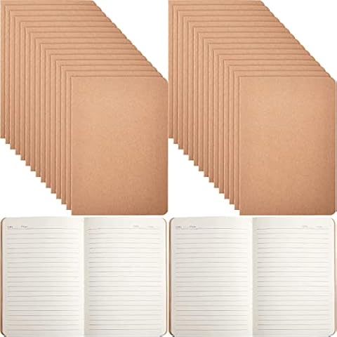 Epakh 48 Pack A5 Kraft Paper Notebooks Journal Notebook Bulk 8.3 x 5.5 Inch Travel Notebook Journals for Travelers Students Writing Diary Office School Supplies, 68 Pages 34 Sheets (Lined) Cover