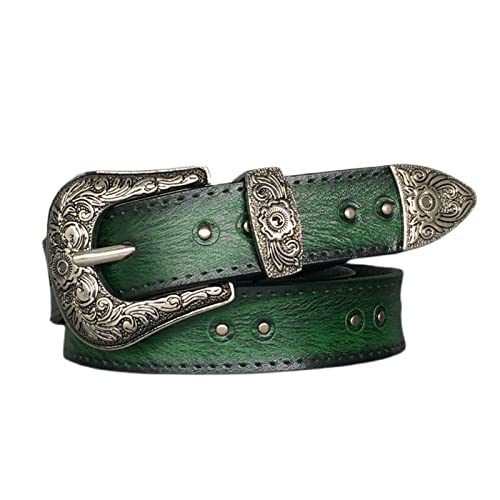 Western Belts for Women,Vintage Western Design Ladies Cowgirl Waist Belt for Pants Jeans Dresses,Green,110CM/43.3''