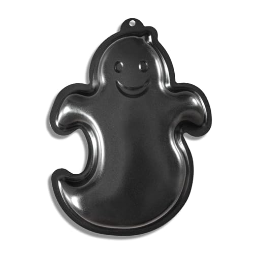 kefyixc Ghost Shape Cake Pan Aluminum Cake Pan Black Non-Stick Cake Mould for Halloween Birthday and other occasions Cake