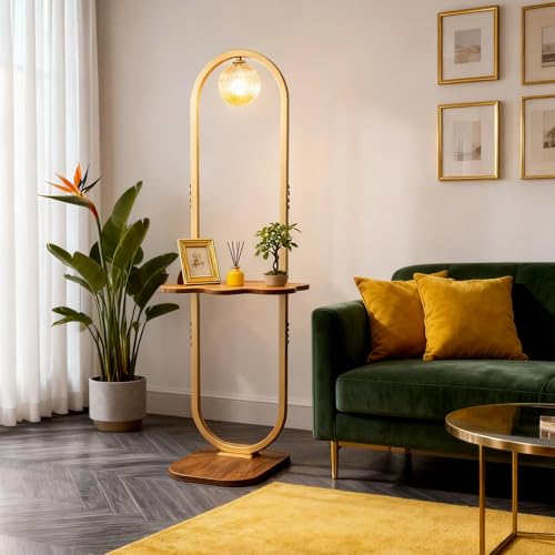 Lightdot 47-Inch Arch Floor Lamp, Modern Standing Lamp with Table,