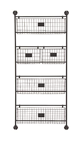 Deco 79 Industrial Metal Rectangle Magazine Rack Holder, 27" x 5" x 61", Black Deco 79 Industrial Metal Rectangle Magazine Rack Holder, 27" x 5" x 61", Black