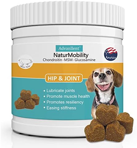 Advanllent Hip & Joint Supplement for Dogs – Soft Chews with MSM Glucosamine Chondroitin for Dogs – Dog Joint Supplement Helps Pet Mobility Support – Dog Glucosamine with Turmeric, VC & VE – 90 Count