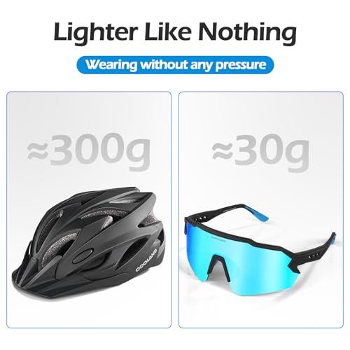 Image of Odoland Adult Bike Helmet with Cycling Sunglasses Set for Men & Women | Safety Certified Bicycle Helmet, UV Protection Glasses, Adjustable Dial for Mountain, Urban, Skating, Road, City Commuting