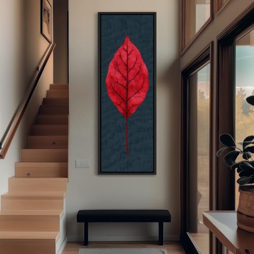 Art botanique vertical YUSUZHU toile encadrée feuilles automne red 20x60cm