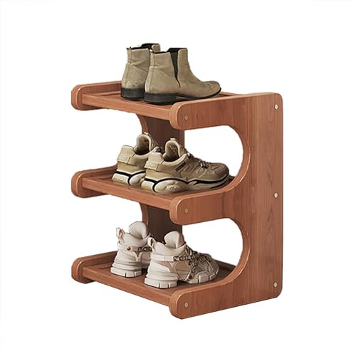 METTEOR Zapatero de bambú de Varios Niveles - Zapatero Plegable Estrecho para Entrada, Dormitorio o Armario - Diseño Compacto para Espacios reducidos - Solución de Almacenamiento Independiente de 3
