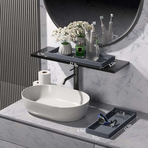 Image of BBK Bathroom Trays 2 Pack (Large, Gray) - Silicone, Rectangular, Dishwasher Safe - Organize Toiletries & Grooming Products