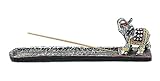 #1 Brown Silver Thai Elephant with Trunk Raised Incense Burner Figurine Statue