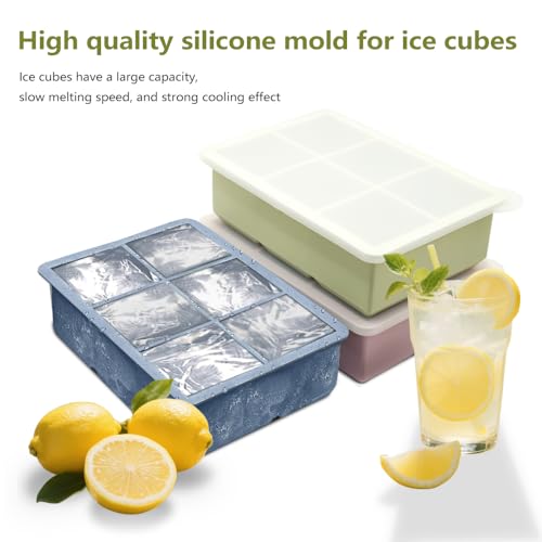 Ice Cube Trays for Freezer 3-Pack - Large Silicone Ice Cube Molds with Stainless Steel Ice Cube Holder Huge Square Ice Trays for Cocktails, Whiskey, and Brandy - Image 5