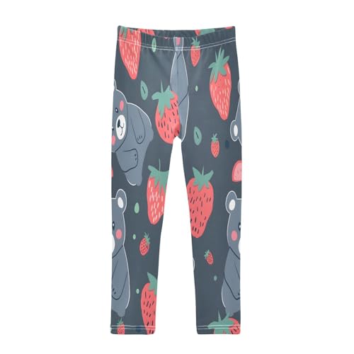 Toddler Girls Leggings Printed Yoga Pants Leggings Bear and Strawberry for Kids