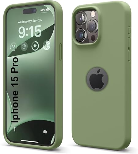 Image of SBMS Liquid Silicone Case for iPhone 15 Pro 6.1-Inch, Logo Cut Silky-Soft Touch Full-Body Protective Phone Case, Shockproof Back Cover for iPhone 15 Pro (Light Green)