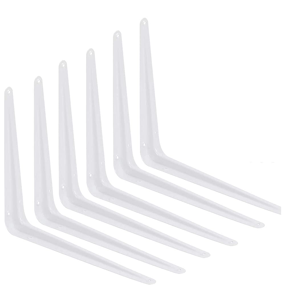 Ancllo White 6 Pack 6 X 8Inch Shelf Brackets Heavy Duty Metal Wall Corner Angle Shelving Shelf Brackets For Wall Hanging Shelves Decorative Corner Brackets