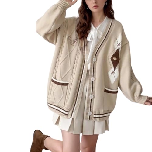 Image of Chevara Women's Cute Sweet Cardigan Sweater Kawaii School Uniform Button Long Sleeve V-Neck Knitted Outerwear