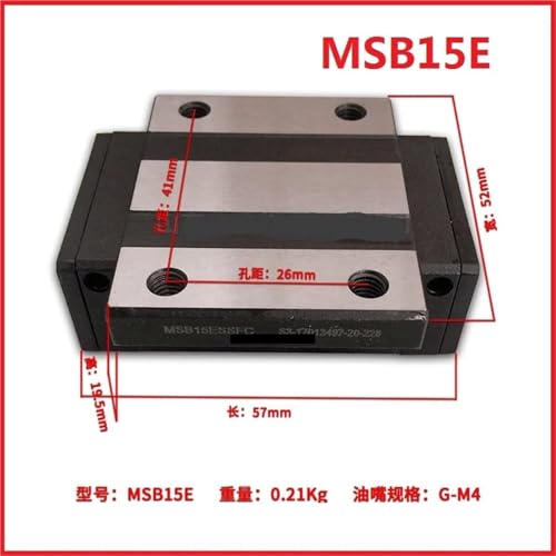 Chariot de guidage linéaire MSB15E pour rail de machine CNC