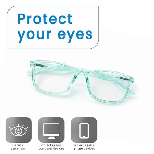 Image of UV Protection Glasses Blue Cut Blocking Harmful Rays Glasses for Men & Women Zero Power Computer Specs Eye Protection Lightweight Frame with Case & Cleaning Cloth