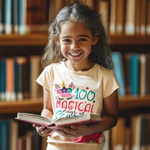 Image of 100 Days of School Shirt Girls and Kids Unicorn Heart Shirt