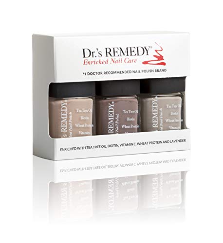 Dr. s Remedy All Natural Vegan Nail Polish Namaste Neutral Organic Non-Toxic 3 Piece Quick Dry Long Lasting - Cozy Café Kinetic Khaki Motivating Mink