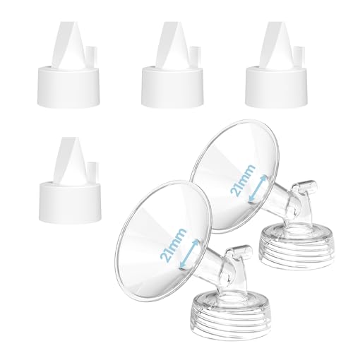 Flange Inserts for Spectra Spectra Replacement Pump Parts for S1/S2/9 Plus Not Original Accessories Breast Pump Parts Include 2-Pack 21MM Flanges and 4-Pack Duckbill Valves