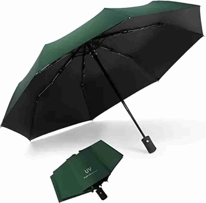 jenibri 1Pcs, Automatic Open Close Compact Travel Umbrella, 3-Fold Portable Umbrella with Premium Handle, UV & Rain Protection, Fits in Car Dashboard, Laptop Bags-picture-23
