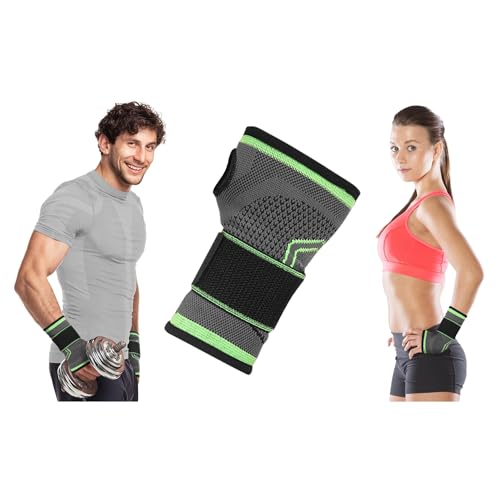 DCF Wrist Compression Sleeves for Men & Women (Green, Large/X-Large)