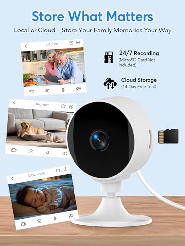 Elelink 2K Wireless Cameras for Home Security Camera, Pet Camera Indoor with Phone App, Night Vision, Motion Alert, 24/7 SD&Cloud Record, Two-Way Audio, Security Camera Indoor Works with Alexa&Google — view 7
