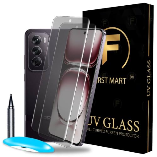Image of FIRST MART Matte UV Tempered Glass for Oppo Reno 12 Pro and Oppo F29 Pro, 2 Pack | Anti-Glare Curved Screen Protector, 9H Scratch Resistant, Fingerprint Compatible, Case-Friendly