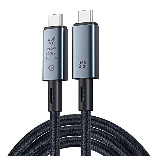 Image of Full-Featured USB C Cable for Video, Data and 240W Fast Charging, 40Gbps Super Speed USB4.0 Cord and 8K 60Hz Monitor Link, Compatible with All Thunderbolt 3 and 4 - Silver /Black, 1m /3.3ft