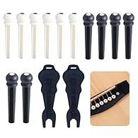 Complete Acoustic Guitar Bridge Pins Set with Pullers: This set includes 12 high-quality acoustic guitar bridge pins pegs (6 white and 6 black) and 2 bridge pin pullers. Designed for easy replacement of worn pins, it ensures reliable performance for ...